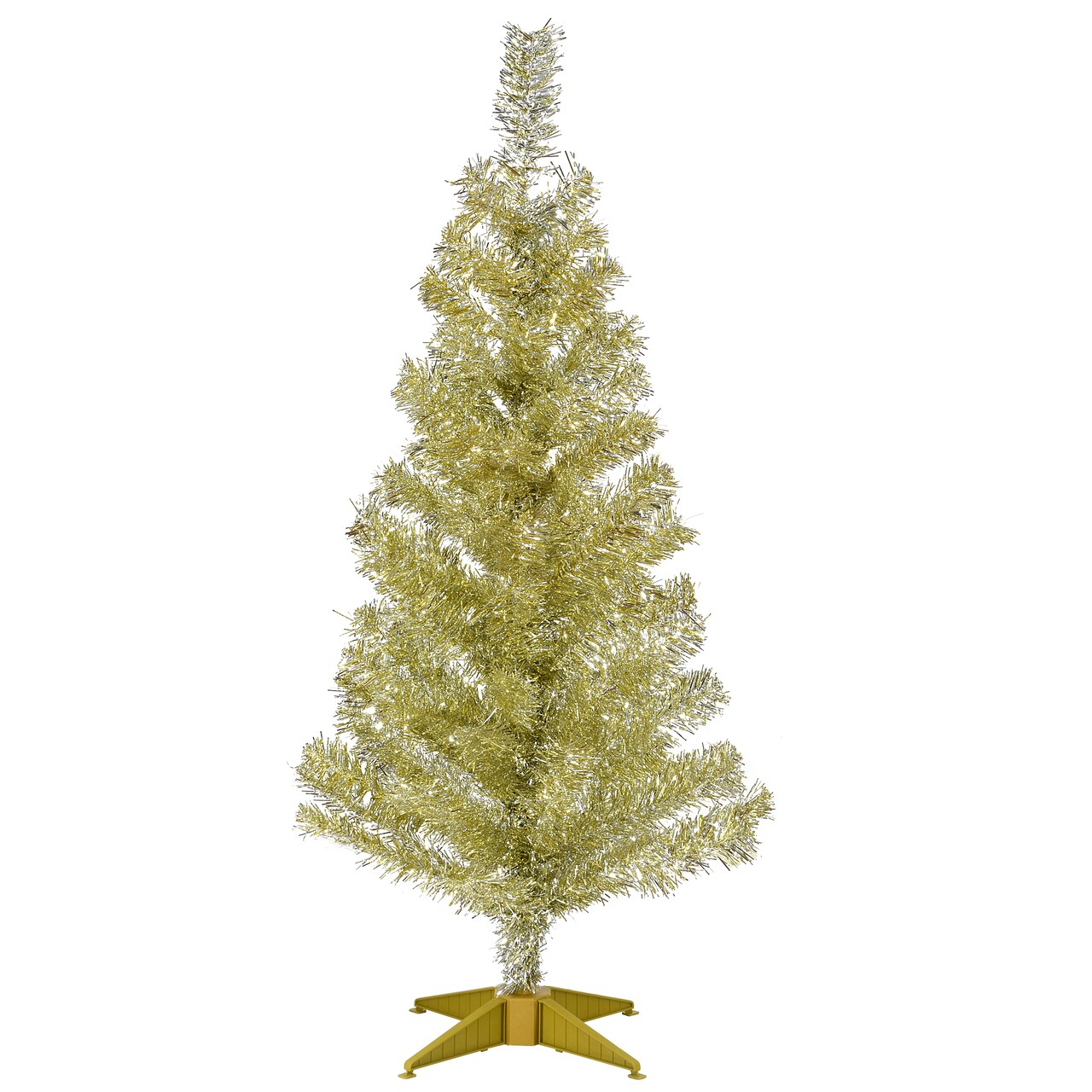 National Tree Company Artificial Christmas Tree, Champagne Gold Tinsel, Includes Stand, 3 feet